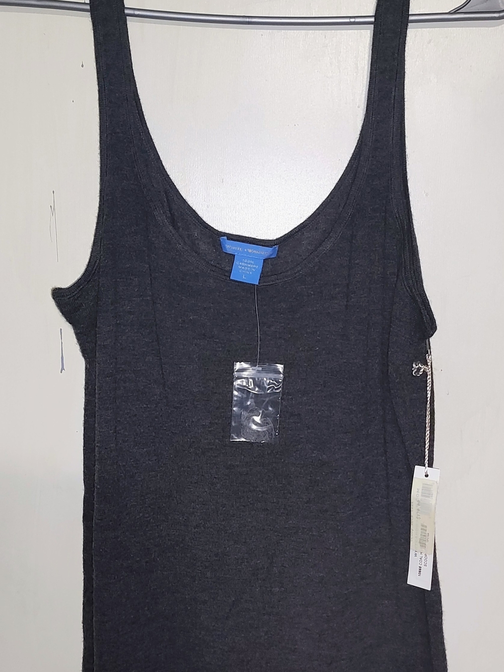 White + Warren Dark Charcoal Scoop-Neck Tank Top 100 Percent Cashmere